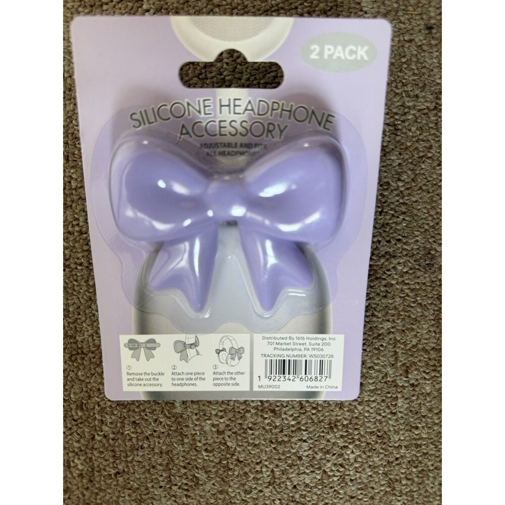 2 Pack Purple Bow Headphone Accessories Silicone Clip Charms Universal Coquette - Picture 6 of 7